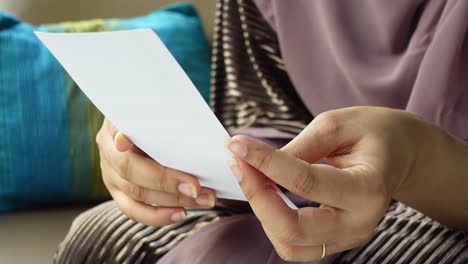 woman reading a document
