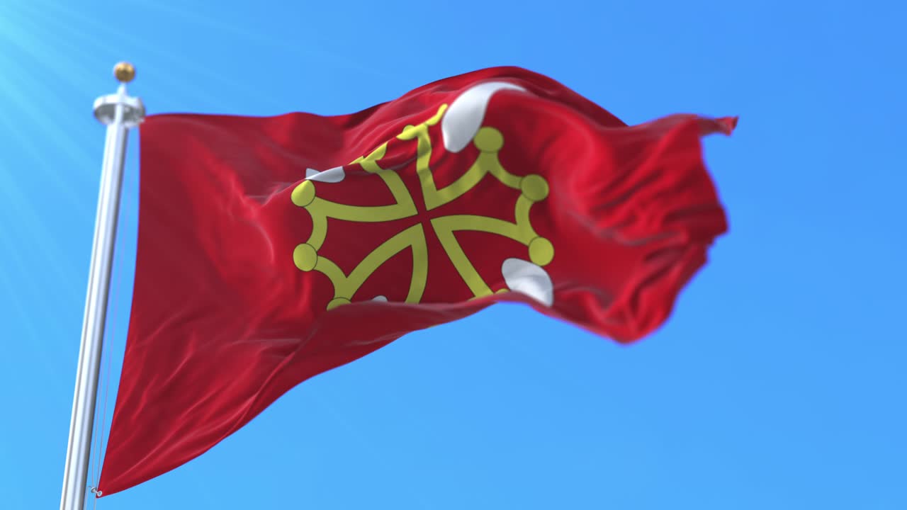 bandera del departamento de haute-garonne en la región de occitania, francia.