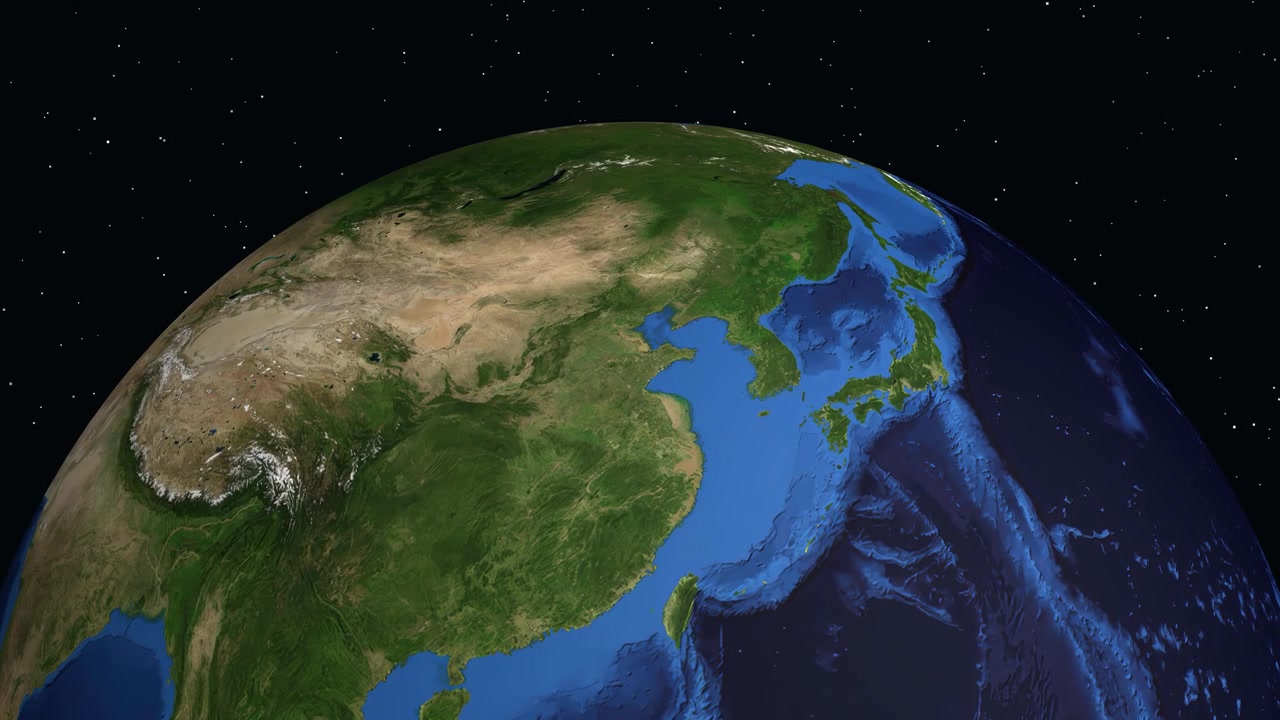 Sebuah globe digital berputar dan memperbesar tampilan ke Weifang, Tiongkok, menampilkan data populasi dan lokasi.