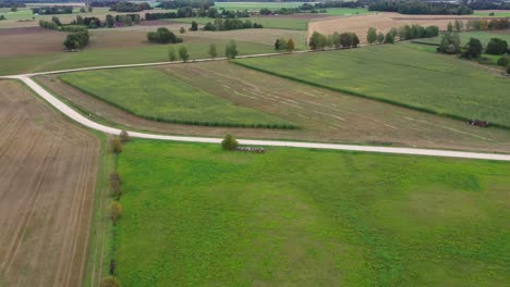 Biomasse--Und-Biokraftstoffproduktion-Aus-Mais,-Luftaufnahme-Auf-Dem-Feld-Mit-Traktor