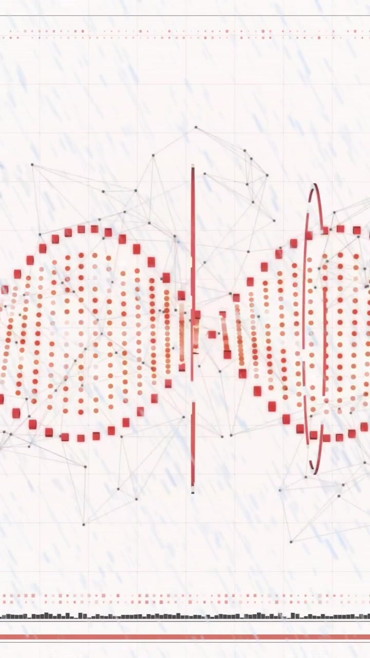 Animation of red waveform with dots and lines on white background