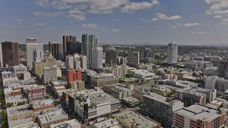 san diego california aerial v51 flyover east village capturing downtown cityscape with a mixed of commercial high rise buildings and residential apartments - shot with mavic 3 cine - september 2022