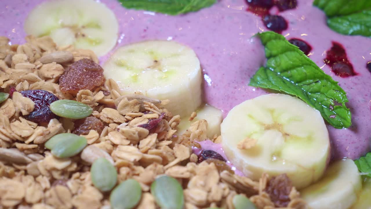 Smoothie Bowl with Granola, Banana, and Berries