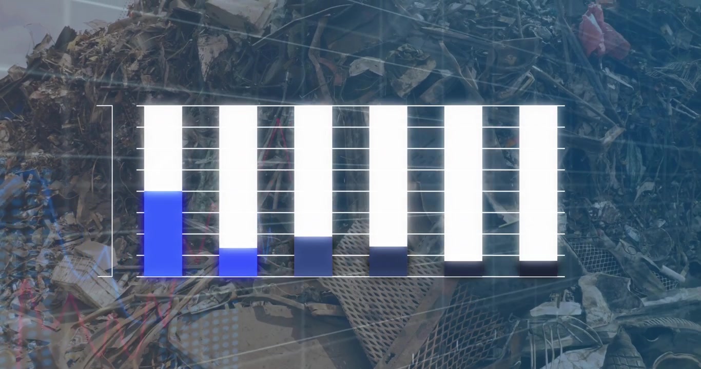 Animation of data processing over rubbish dump