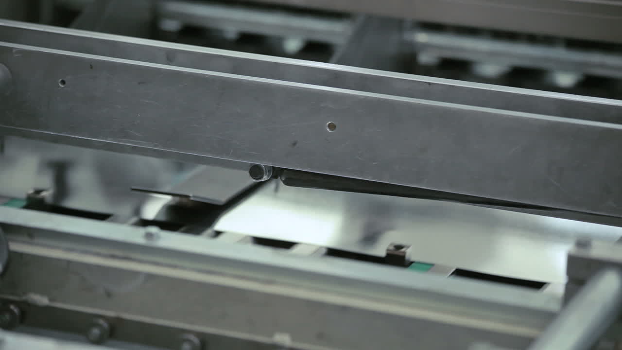 Factory conveyor line. Packaging manufacturing process. Industry production