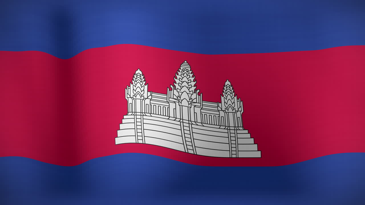 animación de la bandera en movimiento de camboya ondeando