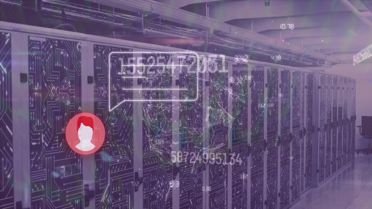 Animation of message and numbers over servers