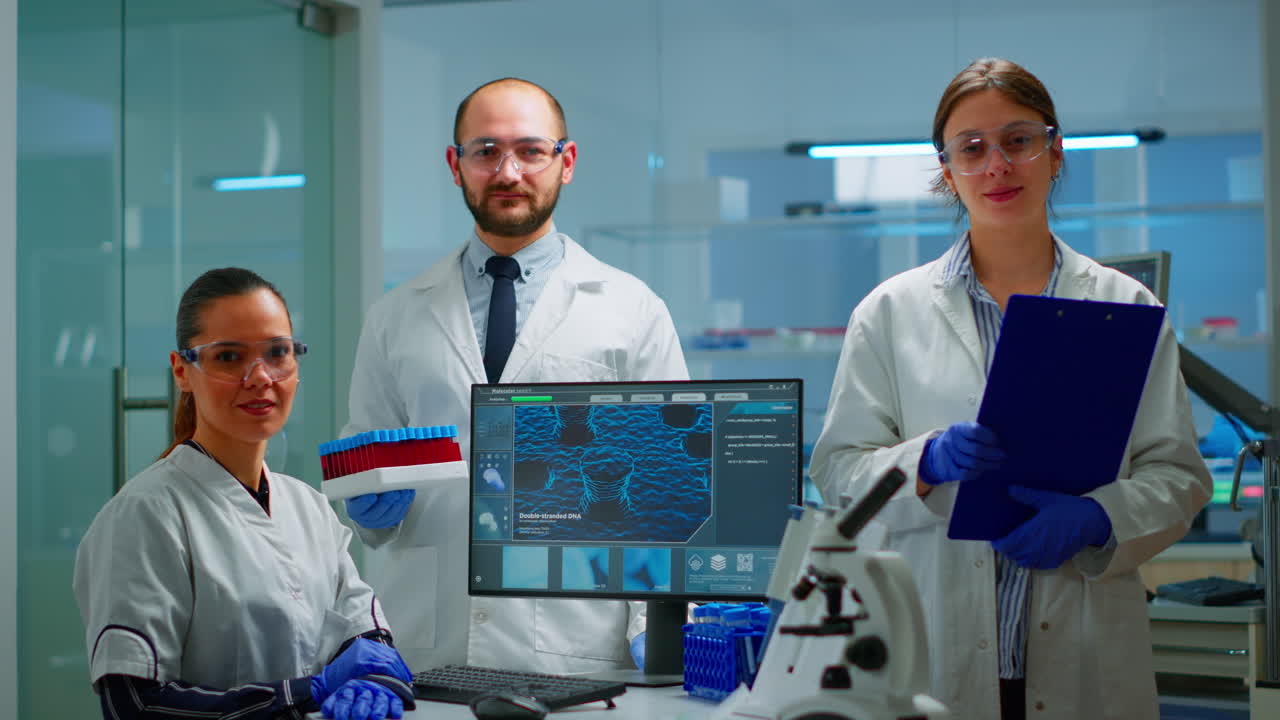 personal médico científico profesional mirando a la cámara