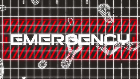 animación del texto de emergencia sobre una cuadrícula blanca sobre fondo negro