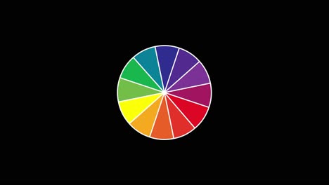 animated color wheel rotating pizza shape for background graphics and video