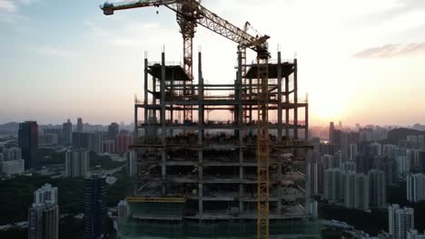 aerial perspectives of modern construction: from rising skyscrapers to end-of-day operations in a thriving urban landscape