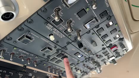 start up right engine jet by copilot, upper panel view