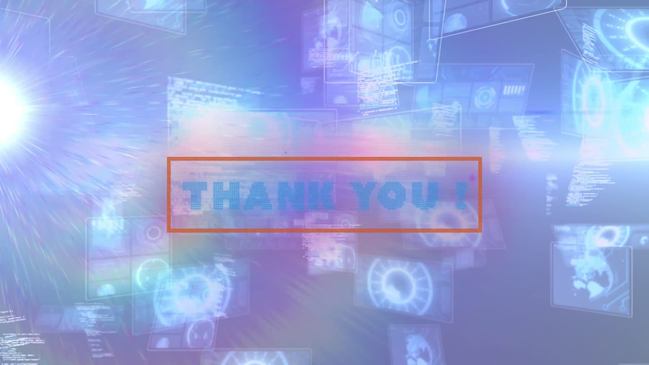 범위 스캐닝 및 데이터 처리에 대한 감사 텍스트의 애니메이션