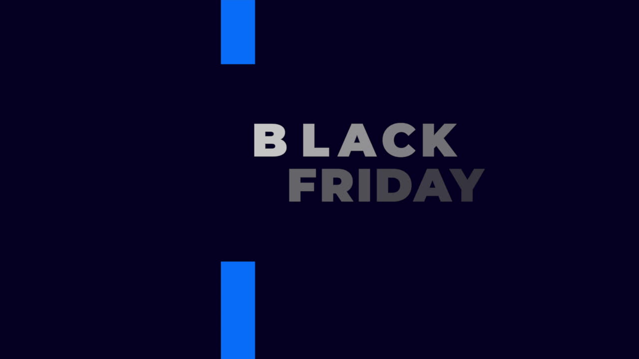 Moderne Black Friday tekst med blå linjer på sort gradient