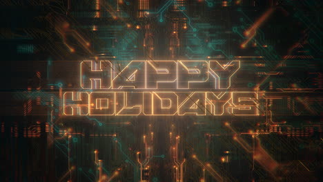 happy holiday with computer chip and mother board