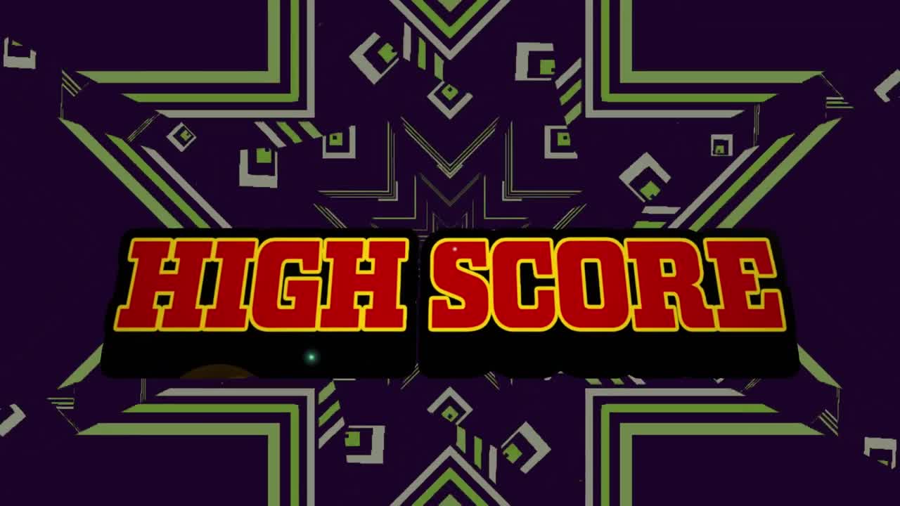 어두운 배경에 움직이는 초록색 칼레이도스코픽 모양에 대한 높은 점수의 애니메이션