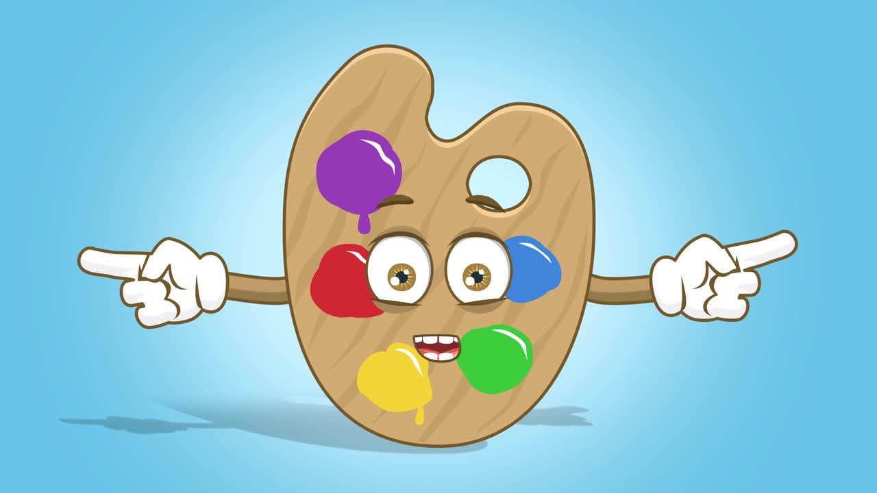 만화 예술가 색상 패 행복한 이중 포인터 얼굴 애니메이션 알파 매트