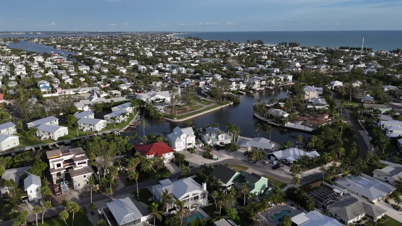 real estate with interior small boat channel on Anna Maria Island Florida