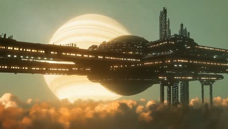 floating city in space