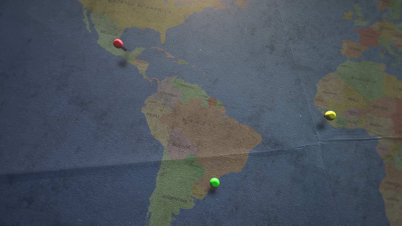 방문 지점이 있는 세계 지도