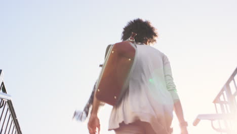 Beautiful-Mixed-race-woman-walking-through-urban-city-streets