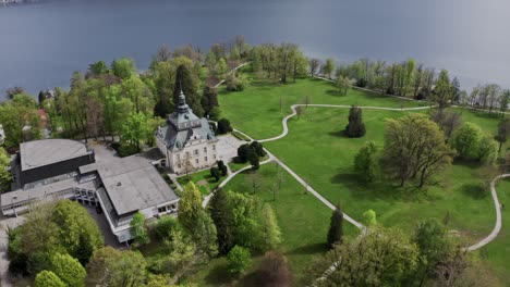 aerial footage of a beautiful park in austria