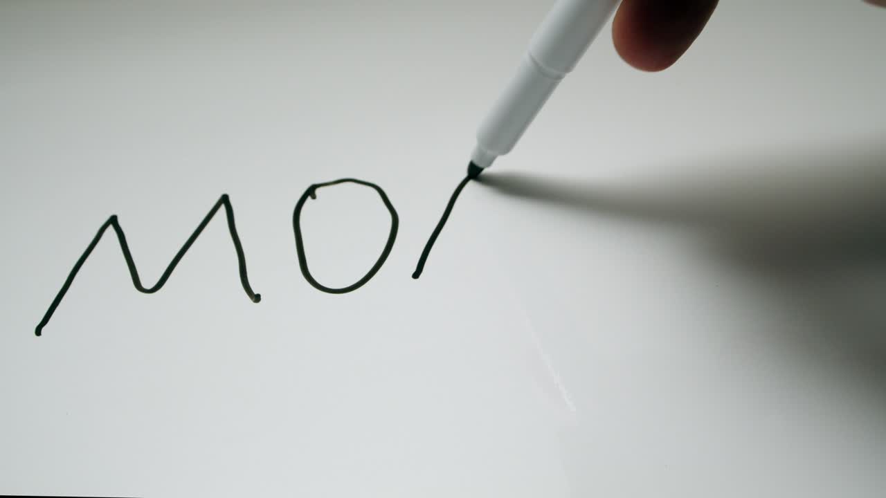 Мan writing "MONEY"