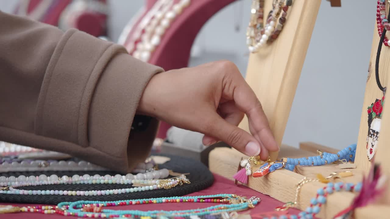 Handmade Beaded Necklaces at a Craft Fair