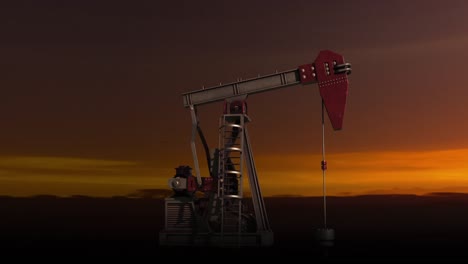 animation of working pumpjack over landscape