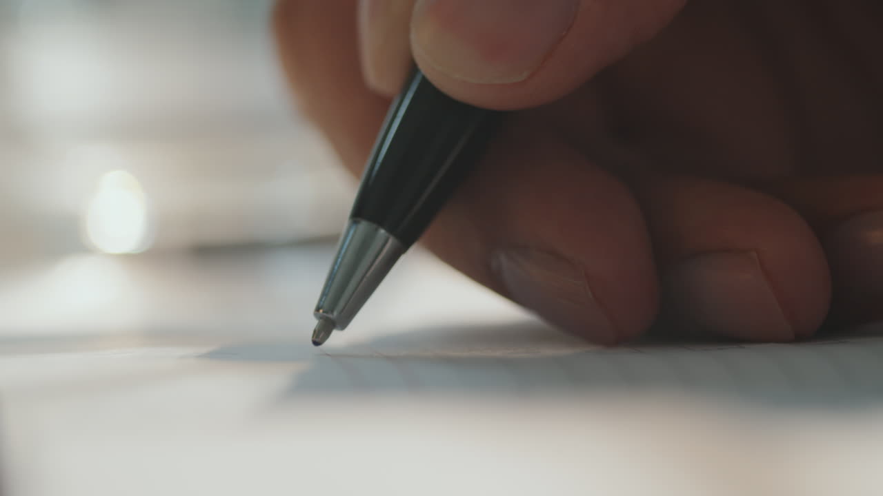 손으로 클로즈업 펜