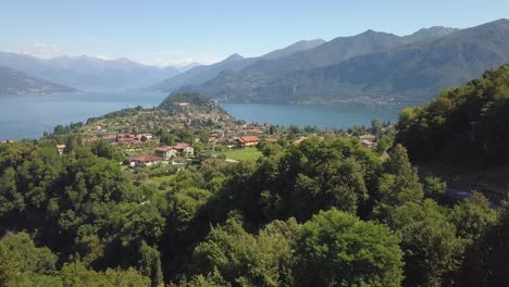 luxury villa terrace overlooking a beautiful lake and mountain range in italy, bellagio, como