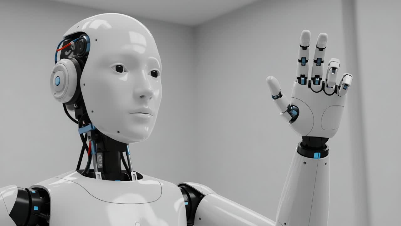 Futuristic Robot Interaction: The Evolution of Robotics and Artificial Intelligence Captured in Two Striking Frames Showcasing a Human-like Robot in Motion