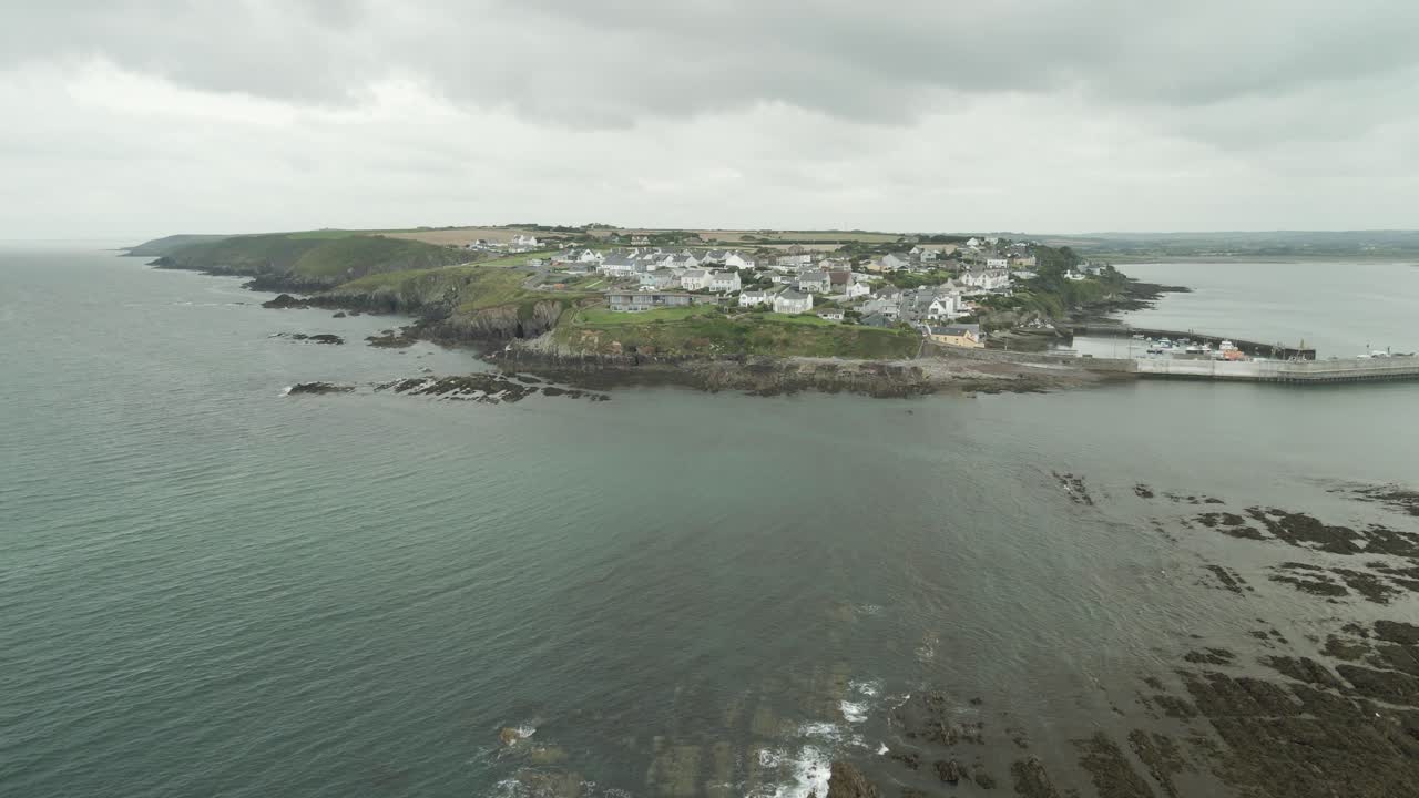 Panoramic View of Ballycotton's Coastal Charms in County Cork, Ireland - Aerial