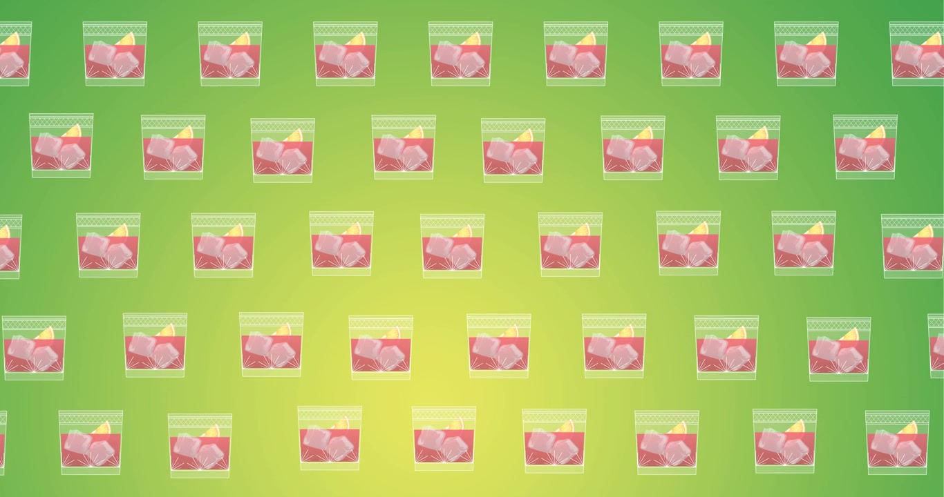 Animation of drink glasses moving over green background