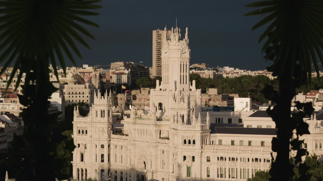 Madrid City Hall At Plaza de Cibeles In Spain. - wide shot