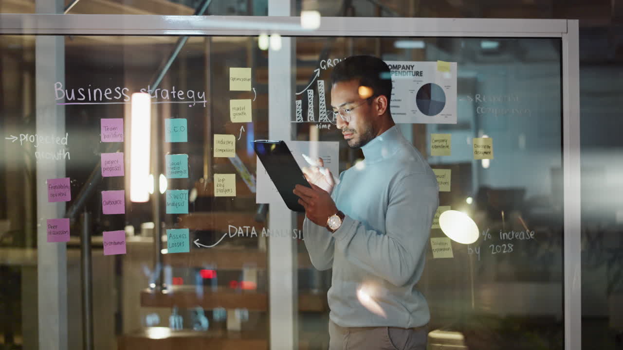 Business Strategy Session at Night