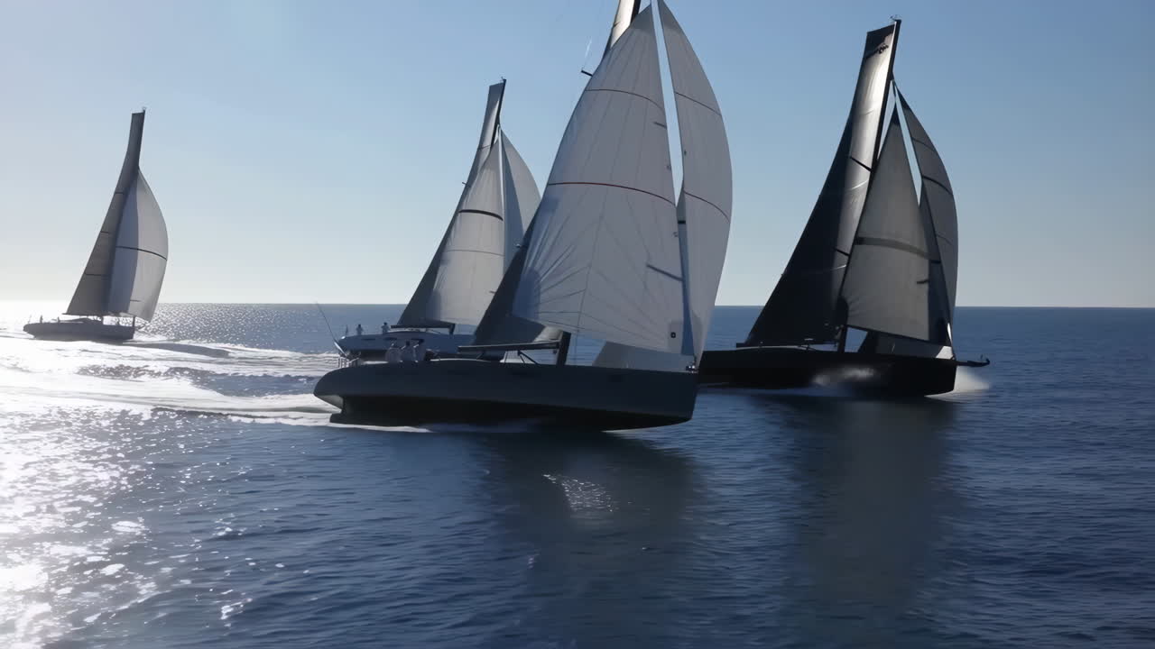 Sailboats Racing on the Open Water