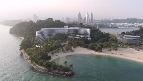 aerial view of sentosa island hotel and beach