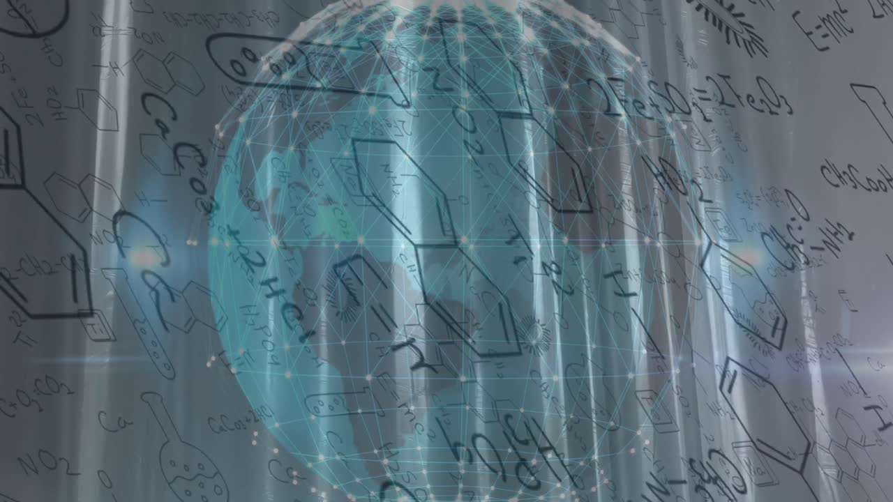 지구와 태양의 빛에 대한 화학 데이터와 그림의 애니메이션