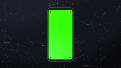teléfono móvil pantalla verde encendiendo neón ciencia ficción tecnología de fondo