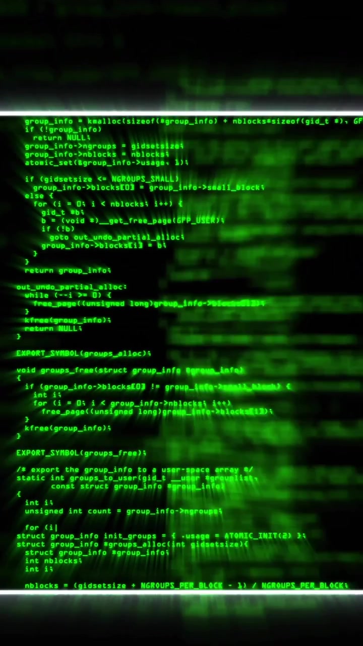 Animation af digital databehandling over sort baggrund.
