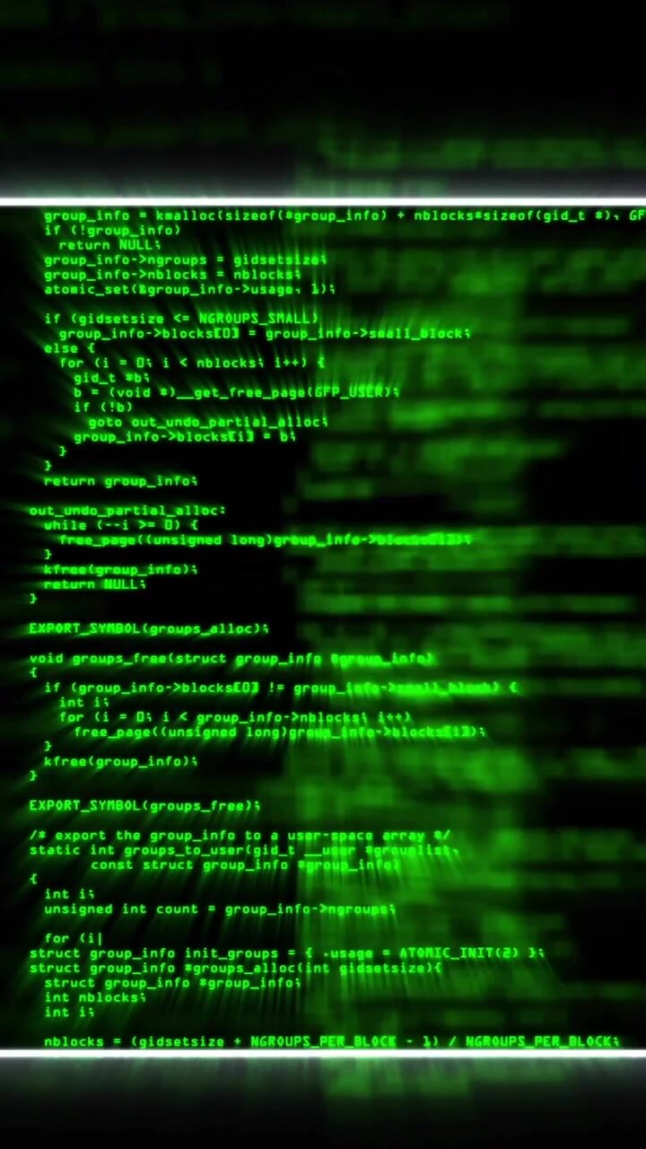Animatie van digitale dataverwerking over een zwarte achtergrond
