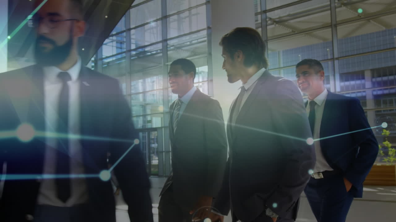 사무실에서 비즈니스 사람들에 대한 연결 네트워크의 애니메이션