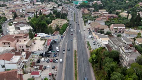 drone-aerial-view-of-traffic-jam-in-corfu-greece