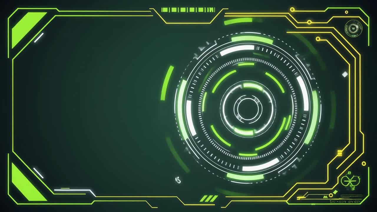 Futuristic Digital HUD Interface Animation with Green Elements