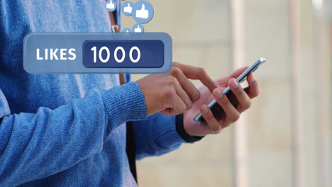 hombre comprobando sus gustos en las redes sociales 4k