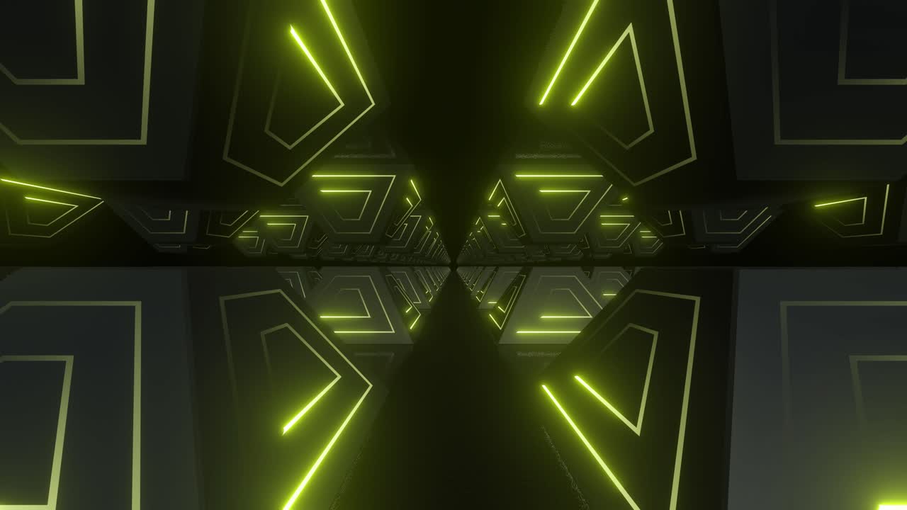 Rendering 3D del tunnel al neon astratto