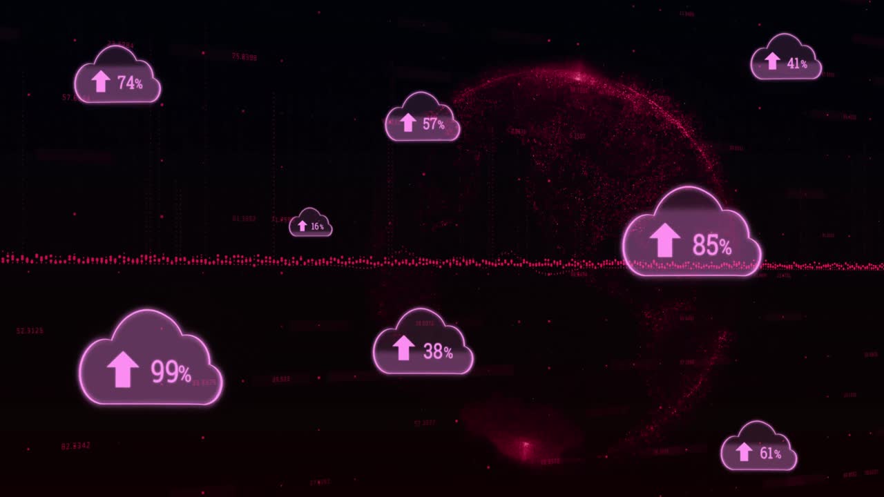 iconos de nubes contra un fondo negro