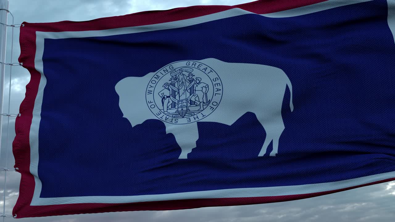 와이오밍의 발은 깊은 아름다운 구름 하늘에 대항하여 바람에 흔들리고 있습니다.