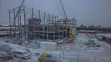 construcción completa de un edificio industrial, lapso de tiempo de cero a completo
